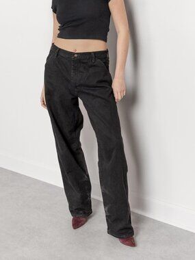 Vintage Black Jeans: Wide Leg Baggy Low Rise Denim (Size 12/14 Baggy)
